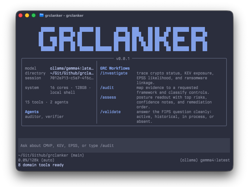 grclanker terminal-style hero